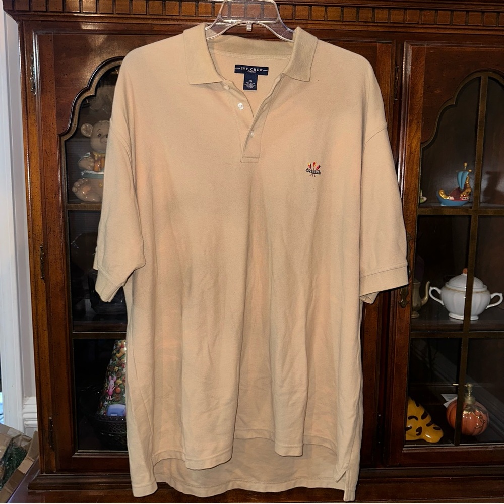 MENS IVEY CREW POLO SHIRT SIZE XXL YELLOW w LOGO L CHEST COMFORT GOLF CASUAL